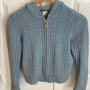 Vintage JCrew Cable Knit Zip Up Hooded Sweater
